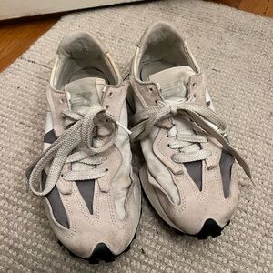 New Balance Cream and Gray Athletic Shoes